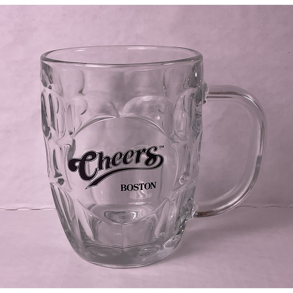 Cheers Boston Heavy Beer Mug Clear Dimpled Glass Stein 16 oz